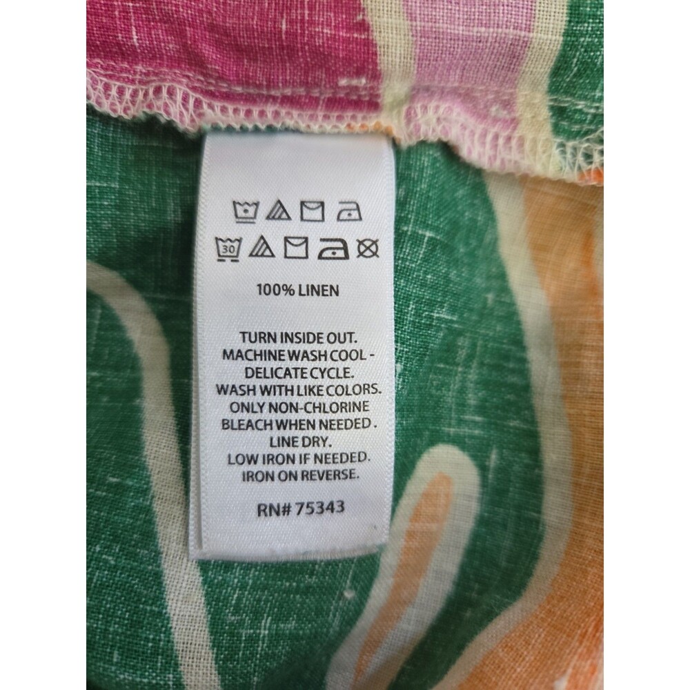 Christopher Siriano Colorful Linen Top2X Short Sleeve Tropical Summer Beachy - Picture 8 of 8